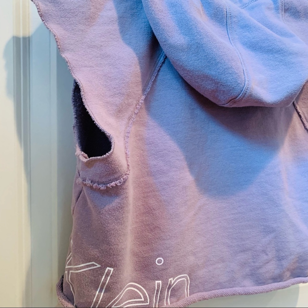 Calvin Klein Purple Crop Muscle Sleeveless Hoodie - Picture 6 of 12